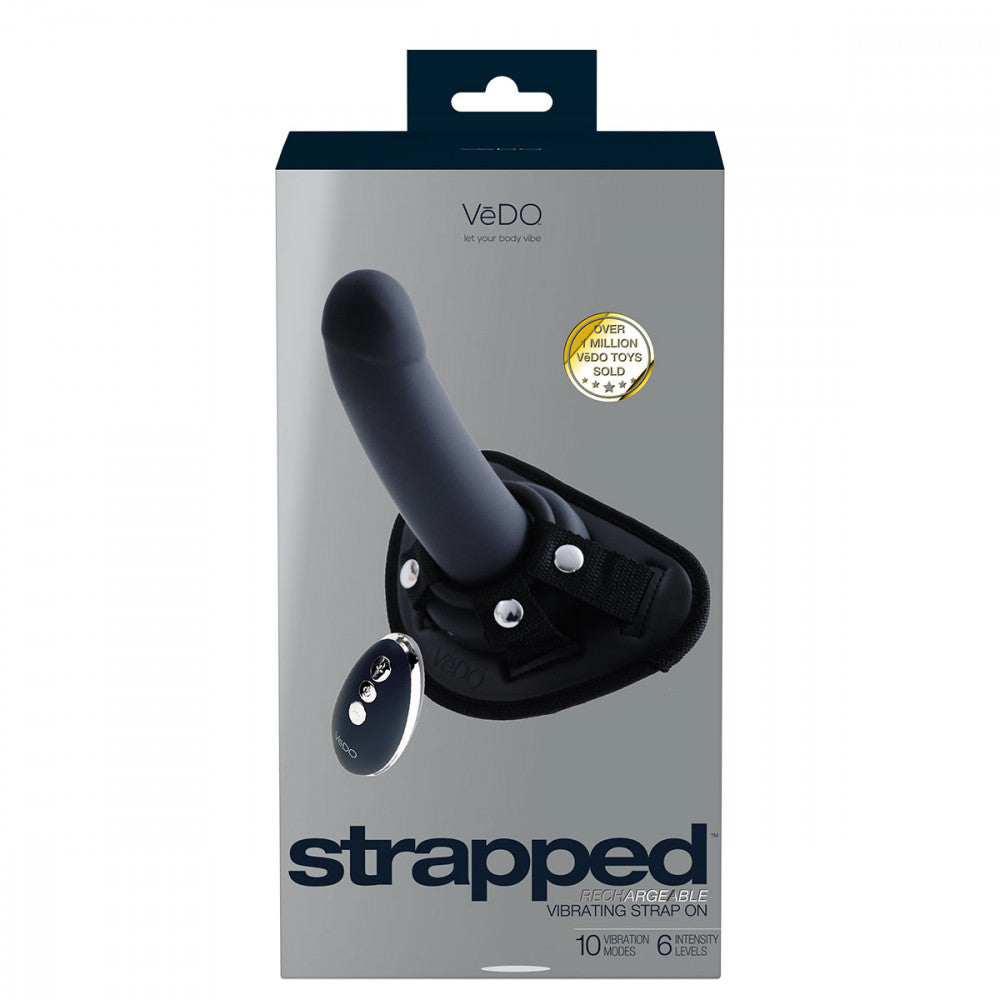 VeDO STRAPPED Rechargeable Vibrating Strap-On - Black